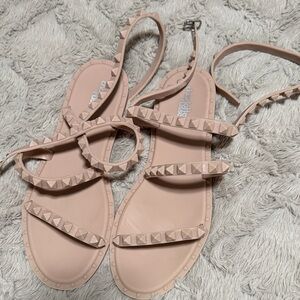 Charlotte Russe Blush Pink Studded Strappy Sandals